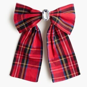J Crew Embellished Bow Barette in Red Stewart Tartan